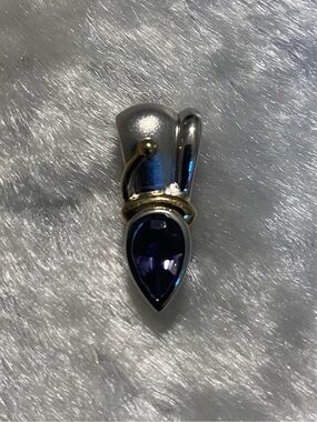 🍀DOBBS 14k Sterling Silver Pendant with Teardrop Tanzanite Stone